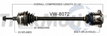    CV Axle Shaft SA VW-8072